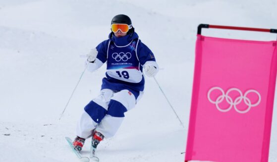 Elis Lundholm of Team Sweden competes in the Women's Moguls Qualification 2 on day five of the Milano Cortina 2026 Winter Olympic Games in Livigno, Italy on Feb. 11, 2026.