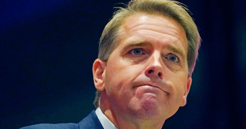 Political analyst Scott Jennings speaks at "Hobnob Mississippi" in Jackson, Mississippi, on Oct. 28, 2021.