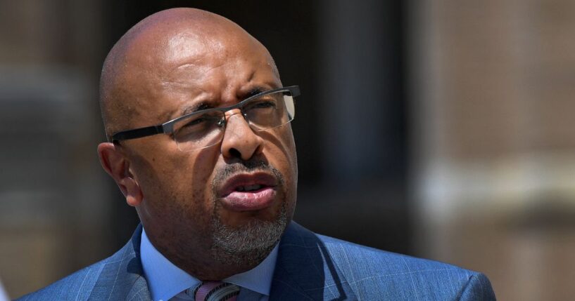 David L. Gadis, the D.C. Water chief, answers questions at a news conference in Washington, D.C. on July 13, 2018.