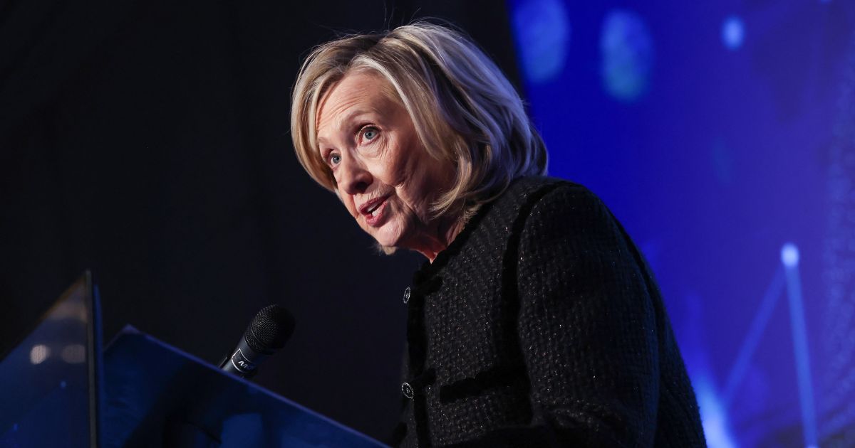 Former US Secretary of State Hillary Clinton speaks at a World Forum 2026 event in Berlin on Feb. 16, 2026.