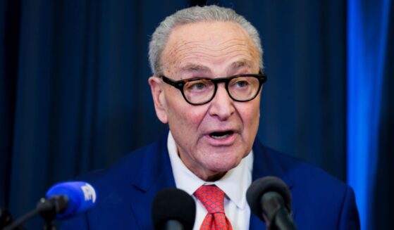 Senate Minority Leader Chuck Schumer speaks during a news conference ahead of Trump's State of the Union address on Feb. 24, 2026 in Washington, DC.