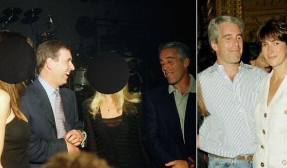 Billionaire (and later convicted sex trafficker) Jeffrey Epstein is seen at left in 2000 with Britain's Prince Andrew and at right in 1995 with his longtime companion and co-conspirator, Ghislaine Maxwell.