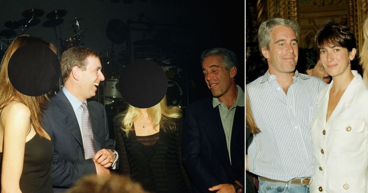 Billionaire (and later convicted sex trafficker) Jeffrey Epstein is seen at left in 2000 with Britain's Prince Andrew and at right in 1995 with his longtime companion and co-conspirator, Ghislaine Maxwell.