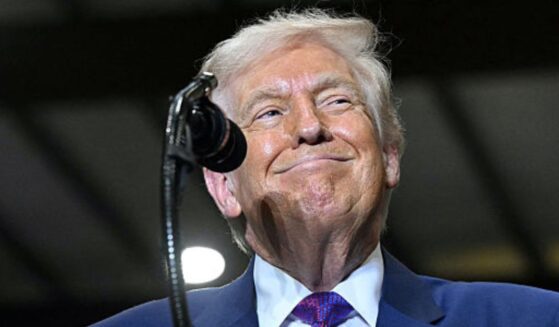 President Donald Trump is pictured giving a speech about the economy Thursday at the Coosa Steel Corporation factory in Rome, Georgia.