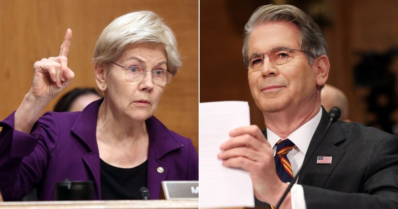 Sen. Elizabeth Warren, a Massachusetts Democrat, questions Treasury Secretary Scott Bessent during a hearing Thursday in Washington, D.C.