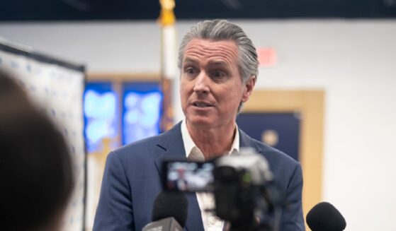 California Gov. Gavin Newsom speaks with reporters Monday during an event hosted by the South Carolina Democratic Party in Manning, South Carolina.
