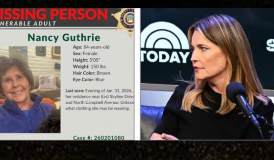A missing persons poster, left, for Nancy Guthrie, mother of "Today" show host Savannah Guthrie, right.