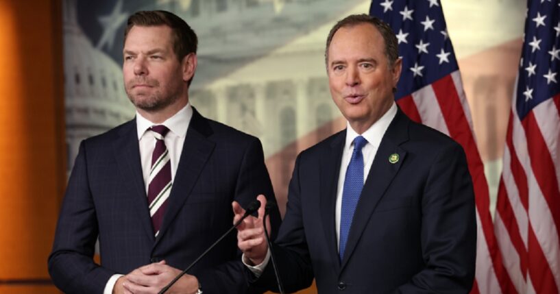 Then-Rep. Adam Schiff and Rep. Eric Swalwell are pictured in a 2023 file photo.