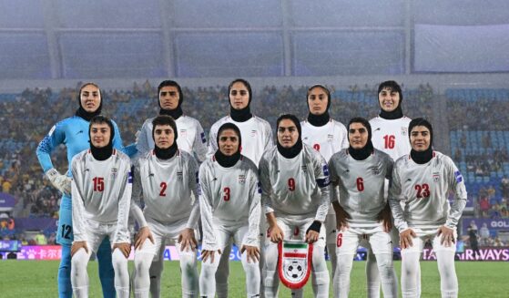 Islamic Republic of Iran players line up for a team photo prior to the AFC Women's Asian Cup Australia 2026 match between the Islamic Republic of Iran and Australia Matildas at Gold Coast Stadium on March 5, 2026, in Gold Coast, Australia.