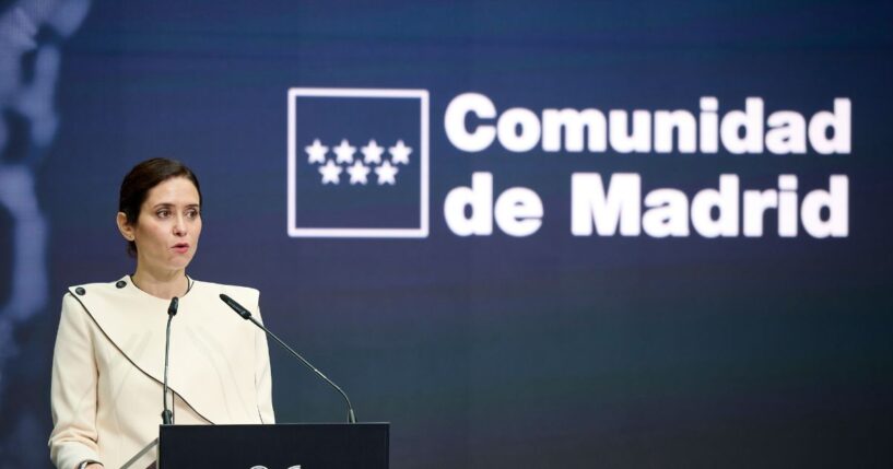 Isabel Diaz Ayuso, president of the Madrid Regional Government, speaks during the Laureus World Sports Awards 2026 nominations announcement at Real Casa de Correos on March 3, 2026, in Madrid, Spain.