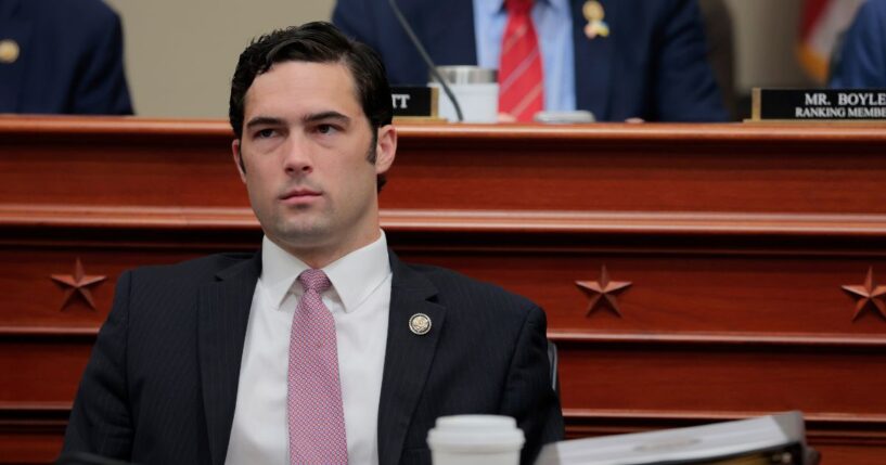 Rep. Brandon Gill listens during a hearing with the House Budget Committee on Capitol Hill on May 16, 2025, in Washington, D.C.