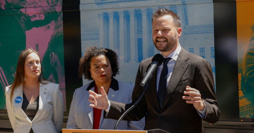 California Assemblyman Matt Haney speaks at a 