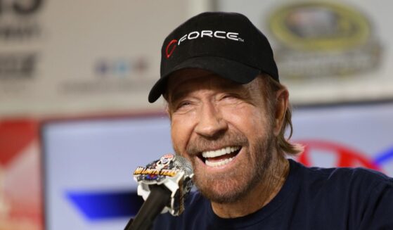 Chuck Norris speaks with the media during a press conference prior to the NASCAR Sprint Cup Series AAA Texas 500 at Texas Motor Speedway on Nov. 6, 2016, in Fort Worth, Texas.