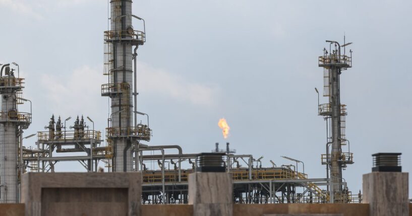 A view of the Lanaz Oil Refinery on March 17, 2026, in Erbil, Iraq.