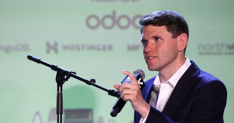 James Talarico speaks onstage during 