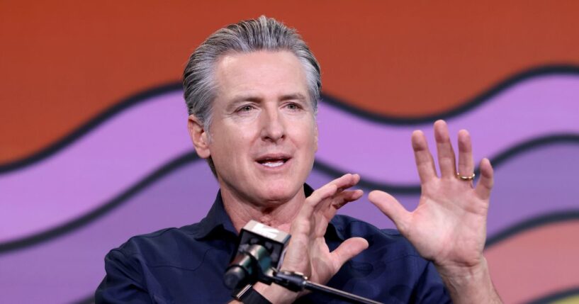 Gov. Gavin Newsom speaks at Networth and Chill podcast at the Vox Media Podcast Stage at SXSW on March 15, 2026, in Austin, Texas.