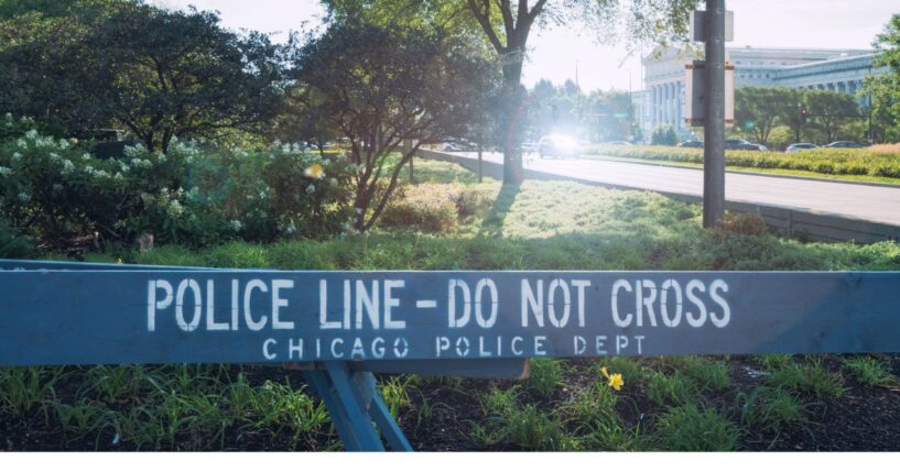 A Chicago crime scene is seen in a stock photo. Police are investigating the death of an 18-year-old college student who was shot early Thursday, allegedly by an illegal alien.