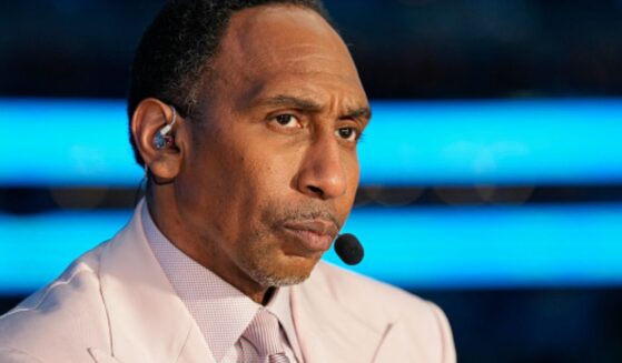 Stephen A. Smith watches the 2024 NBA Finals as he prepares for commentary on June 14, 2024.