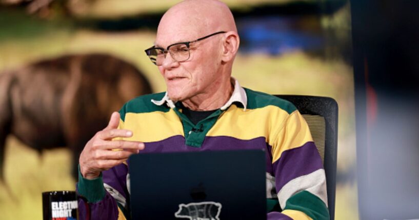 James Carville at Amazon Studios for Election Night Live on November 5, 2026.