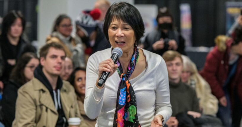 Mayor of Toronto Olivia Chow speaks at Toronto Catstravaganza at Exhibition Place on March 1, 2025.