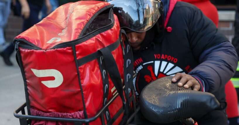 DoorDasher delivers food in Brooklyn borough of New York City on January 15, 2026.
