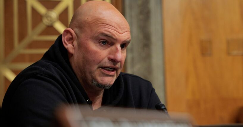 Sen. John Fetterman (D-PA) speaks during a confirmation hearing in the Dirksen Senate Office Building in Washington, DC on March 18, 2026.