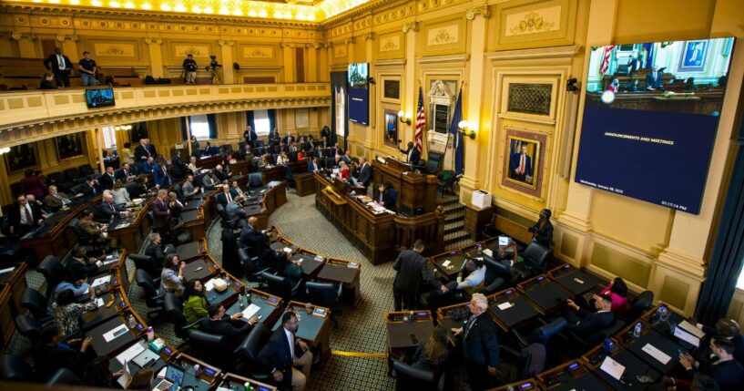 Democratic Virginia House Speaker Don Scott gavels in the Virginia House of Delegates on Jan. 13, 2025 in Richmond, Virginia.
