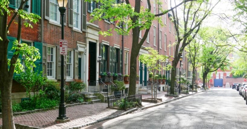 The residential streets of Philadelphia captured during the day on April 23, 2024.