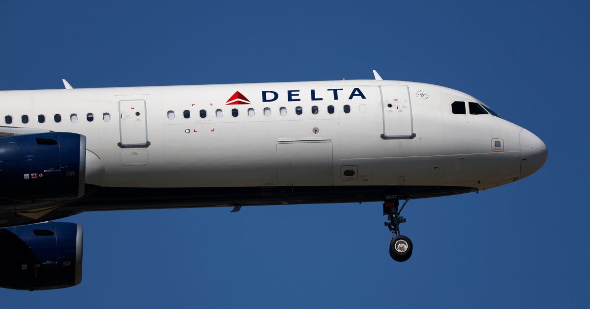 A Delta Air Lines plane prepares to land at Los Angeles International Airport in Los Angeles on March 7, 2026.