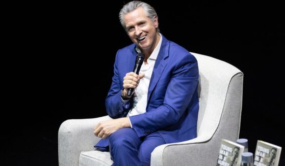 California Governor Gavin Newsom sits for an interview at an event promoting his book "Young Man in a Hurry" on Feb. 28, 2026 in San Francisco.