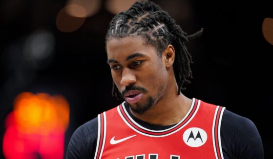 Jaden Ivey of the Chicago Bulls looks down during a game against the Brooklyn Nets at Barclays Center in New York City on Feb. 9, 2026.