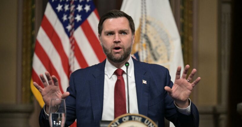 Vice President JD Vance speaks at a Fraud Task Force meeting in the Indian Treaty Room at the White House in Washington, DC on March 27, 2026.