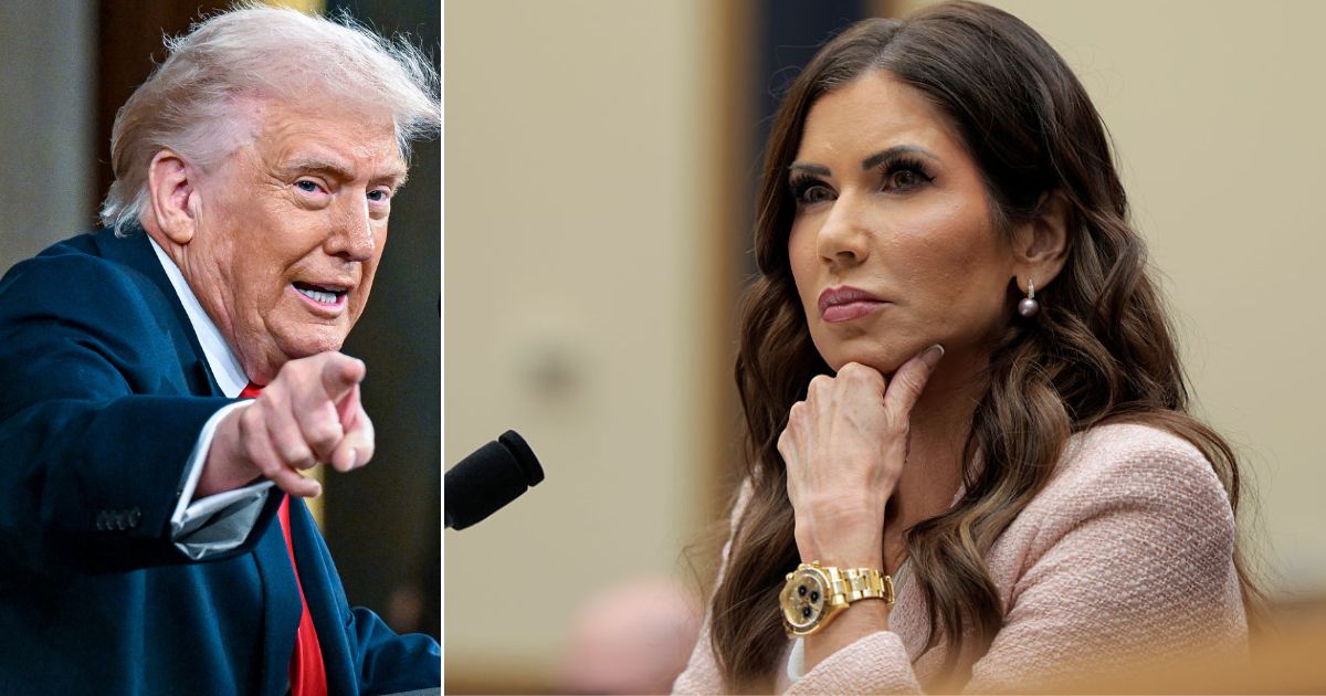 President Donald Trump announced Thursday he has fired Homeland Security Secretary Kristi Noem, right.