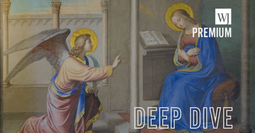 The Annunciation is depicted in a fresco by Joseph Erns Tunner at Chiesa della Trinita dei Monti in Rome.