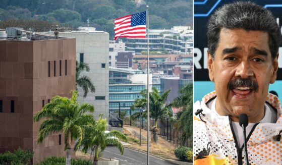 The U.S. flag flutters at the U.S. embassy in Caracas on March 14, 10 days after the restoration of diplomatic relations following the capture of ousted leader Nicolás Maduro in a U.S. military raid.