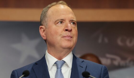 Sen. Adam Schiff of California speaks alongside his fellow Senate Democrats at a news conference Monday in Washington, D.C.