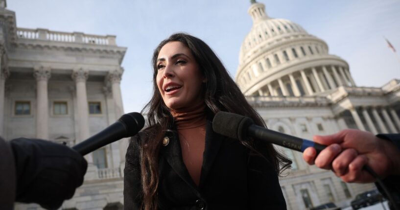 GOP Rep. Anna Paulina Luna of Florida, pictured speaking to reporters in February, said the Justice Department should either prosecute everyone who profits off of what they know or they should not prosecute anyone.