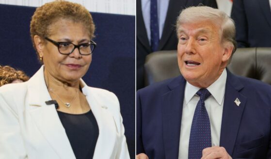 Los Angeles Mayor Karen Bass, left, met with President Donald Trump to ask for federal aid.