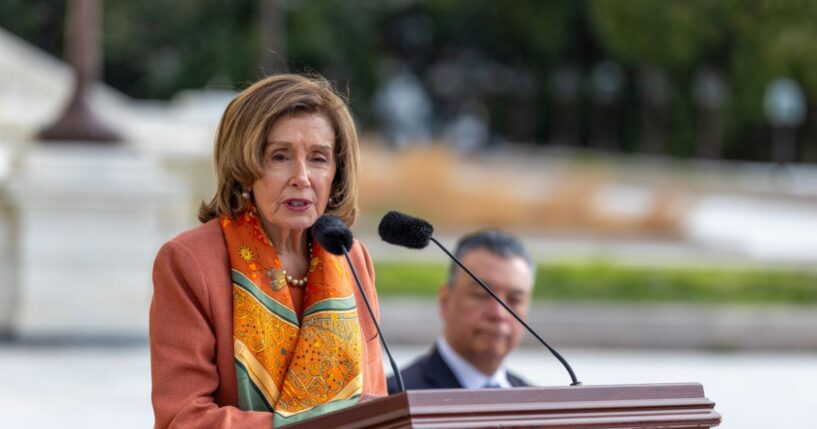 Rep. Nancy Pelosi speaks during a ceremony honoring Capitol Police officers at the U.S. Capitol on March 25, 2026, in Washington, D.C.