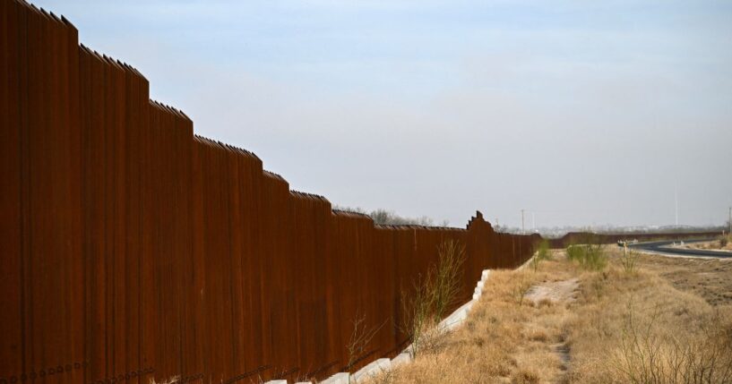The U.S.-Mexico border wall is seen on the outskirts of Eagle Pass, Texas, on Feb. 19, 2026.