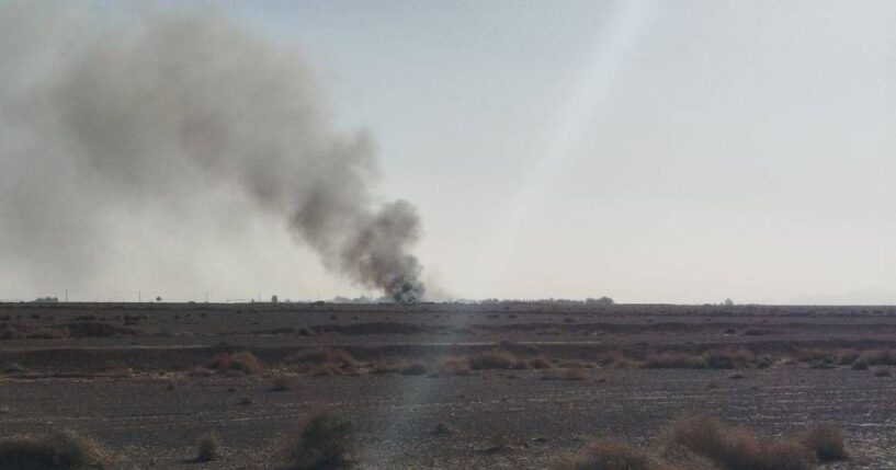 Wreckage is seen from what Iranian authorities say is a U.S. military helicopter that crashed during a mission to rescue the missing American pilot of an F-15E that was downed earlier this week, in a handout image provided on April 5, 2026, in an unspecified location in Iran.