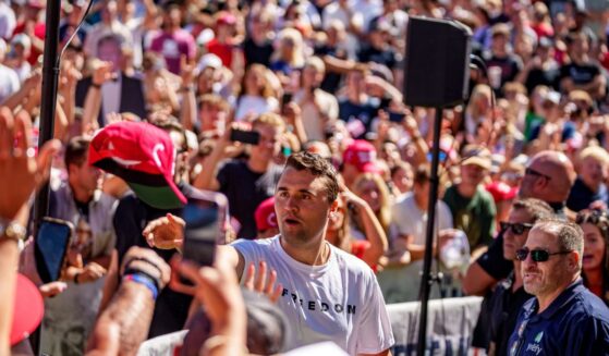 Charlie Kirk appears at Utah Valley University on Sept. 10, 2025, in Orem, Utah.