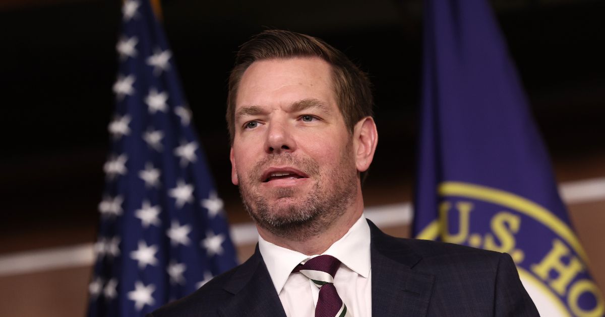 Rep. Eric Swalwell speaks at a news conference on committee assignments for the 118th Congress at the U.S. Capitol Building on Jan. 25, 2023, in Washington, D.C.