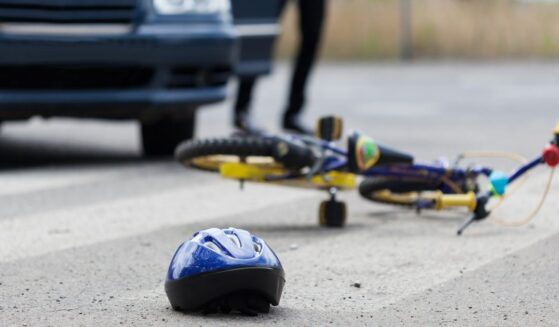 A horizontal view of an accident at a pedestrian crossing.