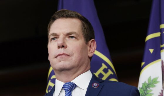 Rep. Eric Swalwell speaks at a news conference at the U.S. Capitol Building on Sept. 8, 2025, in Washington, D.C.