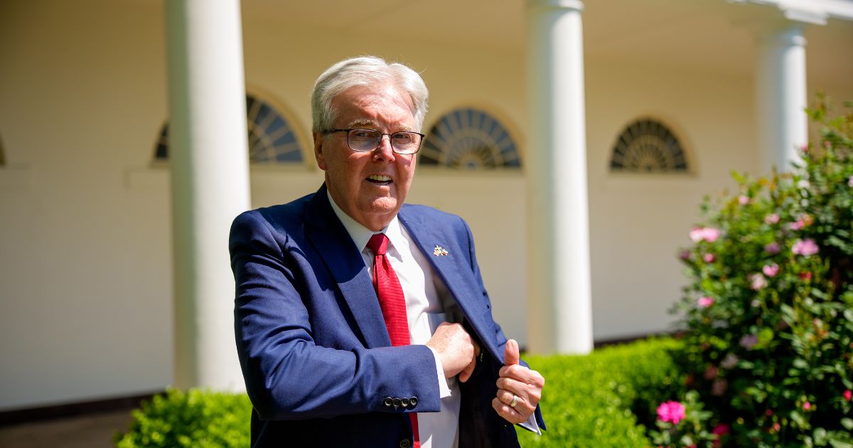 Texas Lt. Gov. Dan Patrick arrives for a National Day of Prayer event hosted by President Donald Trump in the Rose Garden at the White House on May 1, 2025, in Washington, D.C.