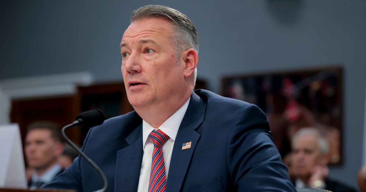 Todd Lyons, acting director of Immigration and Customs Enforcement, testifies in the Rayburn House Office Building on April 16, 2026, in Washington, D.C.