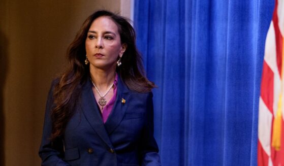 Assistant Attorney General for Civil Rights Harmeet Dhillon arrives for a news conference at the Justice Department on Sept. 29, 2025, in Washington, D.C.