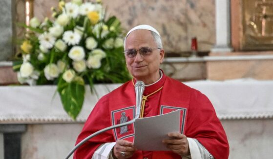 Pope Leo XIV speaks as he meets with bishops at the Parish of our Lady of Fatima in Luanda on the eighth day of an 11-day trip to Africa, on April 20, 2026.