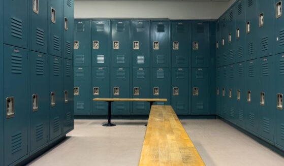 An empty locker room.